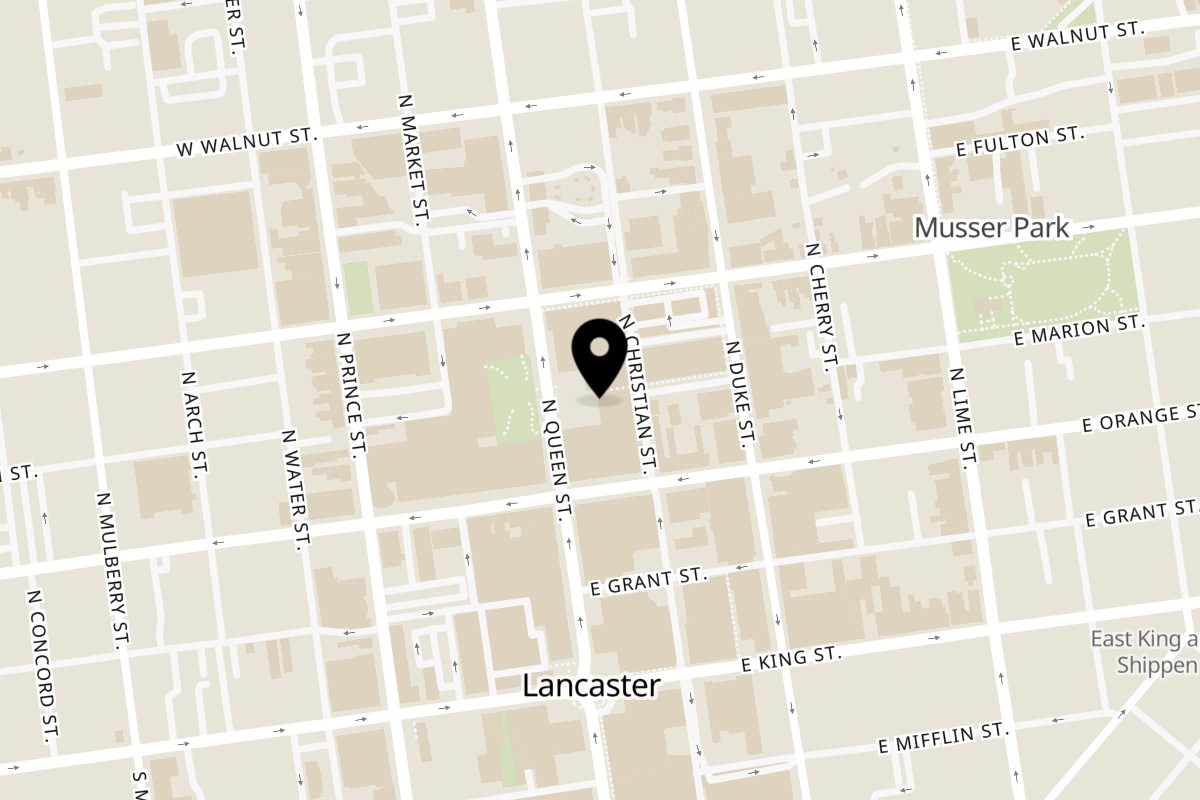 Map showing the location of Diyo Fusion on 101 N Queen St Unit 115 in Lancaster